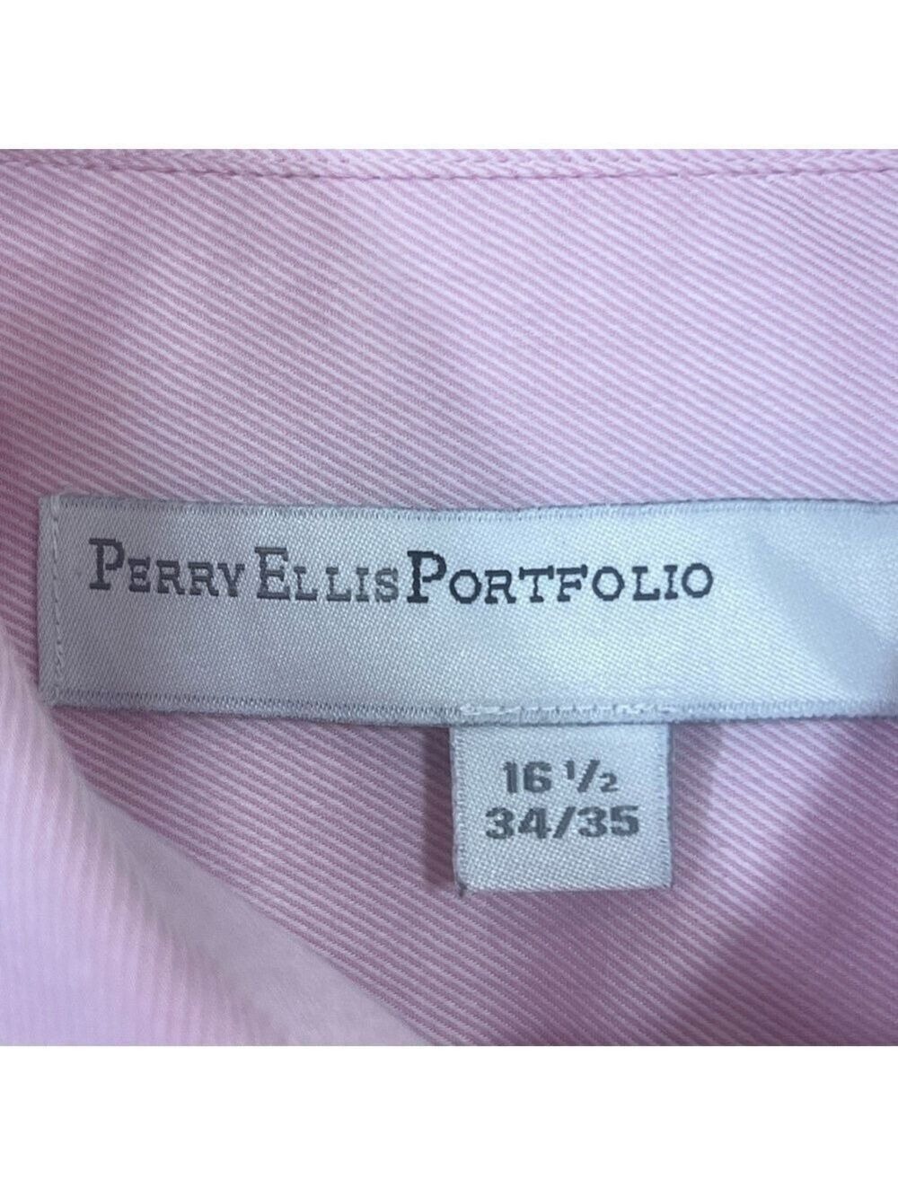 Perry Ellis Portfolio Dress Shirt Mens 16 1/2 34-35 Button Long Sleeve Pink - Picture 8 of 16